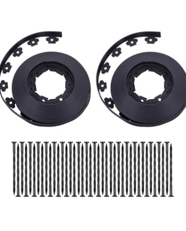 Garden Edging，200FT Landscape Edging with 300 Spikes for Lawn 1.5 Inch Tall(Black, 40FT)