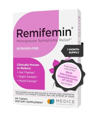 Remifemin Menopause Symptoms Relief - Clinically Proven Ingredients - Menopause Supplements - Black Cohosh - Estrogen-Free - Made in Germany - 60 Tablets