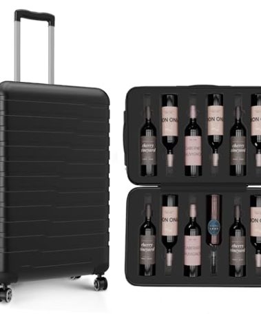 Wine Suitcase For Airplanes 12 Bottle Capacity | TSA Approved Wine Suitcase Lock + Under 50 LB Checkin Weight | Perfect Wine Luggage For Airplane Travel | Ridge Products Wine Suitcase