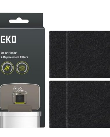 EKO Trash Can Odor Filter Refills for Trash Can and Compost Bin, Activated Charcoal Deodorizer, Strong Charcoal Odor Absorber, Pack of 4 Replacements