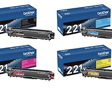 Brother Genuine TN221BK, TN221C, TN221M, TN221Y Color Laser Black, Cyan, Magenta and Yellow Toner Cartridge Set