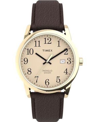 Timex Men's TW2P75800 Easy Reader 38mm Brown/Gold-Tone/Cream Leather Strap Watch