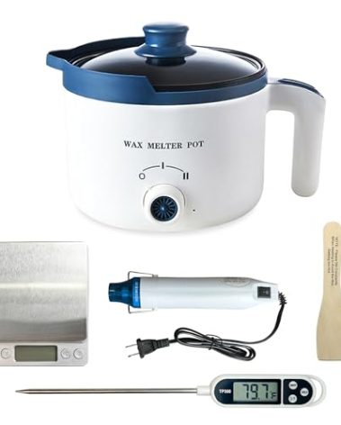 Wax Melting Pot Kit with Electric Wax Melter, Pro DIY Candle Making Supplies Kit with Digital Scale(No Battery), Heat Gun, Thermometer for Adults
