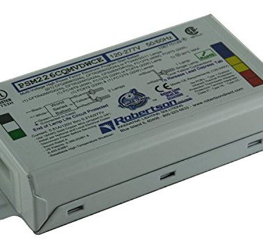 Robertson PSM226CQMVDWCE CFL Ballast (3P20145) – 1 or 2 Lamp 26W Compact Fluorescent Electronic Ballast, 120–277V, Programmed Start for CFQ26W/G24q lamps. Supports CFL lamps from 22W to 42W (Qty 1 ea)
