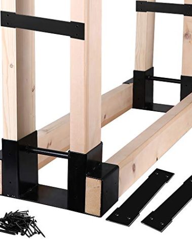 MOFEEZ Outdoor Firewood Log Storage Rack Bracket Kit,Fireplace Wood Storage Holder-Adjustable to Any Length