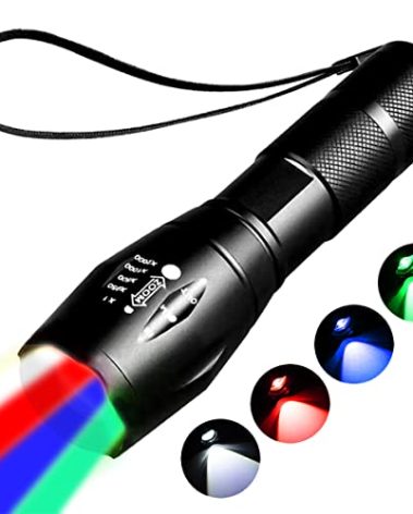 YZYOE Red Flashlight Rechargeable，Green Light Flashlight，Blue Light flashlights，Blood Lights for Observation, 4 in 1 White Lights and Red lamp and Blue Lamp and Green Lamps ，4 Modes.