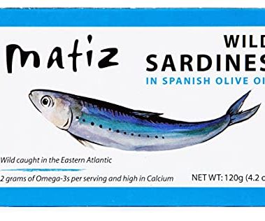 Matiz Sardines in Olive Oil, 4.2 Ounce Can (Pack of 12) Spanish Gourmet Wild Caught Natural Fish for Tapas, Snacks, or Meals, Protein Rich, Sealed Freshness