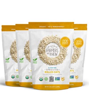 One Degree Organic Foods Sprouted Rolled Oats, USDA Organic, Non-GMO Gluten Free Oatmeal, 24 oz., 4 Pack