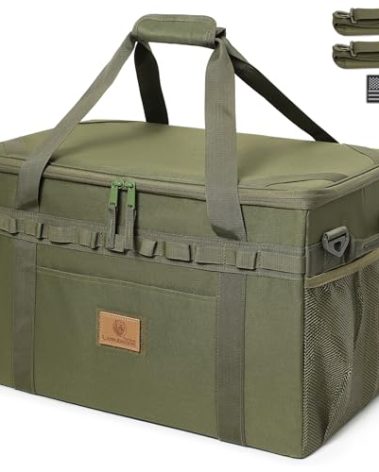 Lemubeane Tactical Camping Storage Bag Utility Tote Bag Organizer with Axe Holder & Shoulder Strap (OD Green, X-Large (57L))