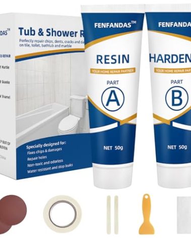 Tub and Shower Repair Kit White, Fiberglass Tub and Porcelain Repair Kit, Acrylic, Enamel, Ceramics Tile Toilet and Sink Repair Kit, Repair cracks, fragments, holes and pits, Bathtub Repair Kit White