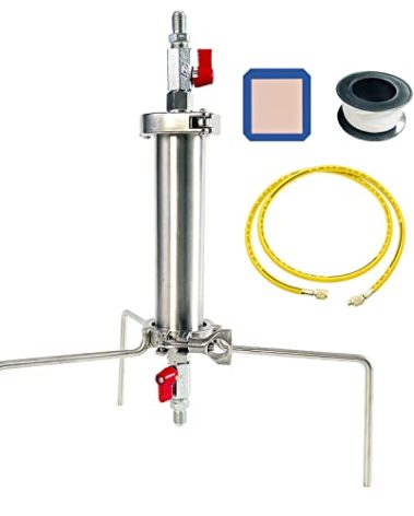 P PBAUTOS Stainless Steel Vacuum Chamber/Tube, 45 Gram Closed Loop Extractor with Tripod and Pressure Pipe, Perfect for Extracting from Plant Leaves, Industry Use Only