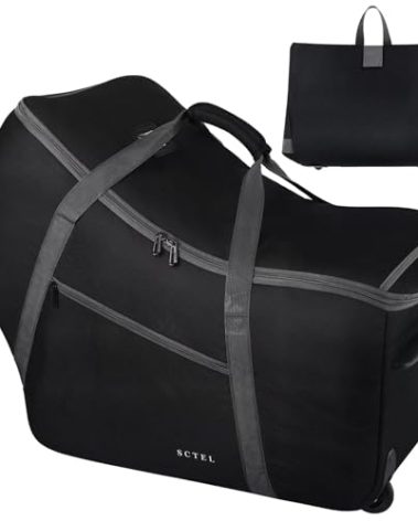 Car Seat Travel Bag with Wheels Fits All Nuna Pipa car seat and Base, Chicco Keyfit 35 and Anti-rebound Bar Base, Doona travel bag, Padded Infant Gate Check Bag with side pocket, Bumper Feet