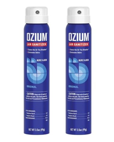 Ozium 3.5 Oz. Air Sanitizer & Odor Eliminator for Homes, Cars, Offices and More, Original Scent,(Pack of 2), clear
