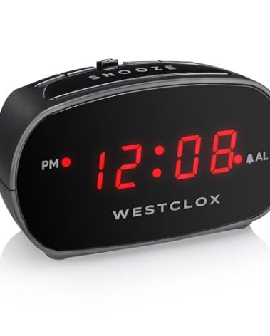 Westclox Simple Digital Alarm Clock LED Display Easy to Operate (Single Alarm)