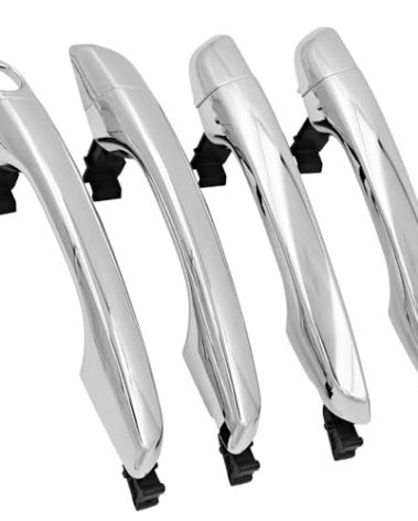 Chrome Exterior Door Handles, 4PCS Front Rear Left Driver Right Passenger Outside Door Handle Compatible with 2017 2018 2019 2020 Hyundai Elantra Sedan, Replace 82651-F2020 82651-F2010 82661-F2010
