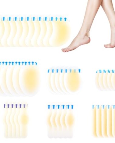 40 PCS Gel Blister Bandages for Feet - Hydrocolloid Bandages for The Toes, Fingers, 7 Shapes of Water Resistant Blister Bandages for Prevention & Recovery
