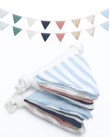 Oudain 15.5 ft Pennant Banner Flags, 2 Pcs Nursery Garland Triangle Bunting Flag Baby Banner for Nursery Decor Baby Birthday Boho Wedding Shower Party Event, Each 7.75 ft(Elegant Color)