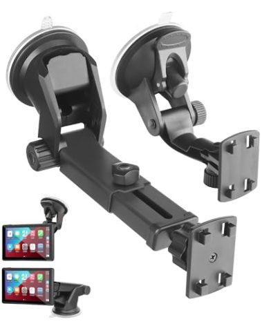2 Pack Carplay Mount, Carplay Screen Mount for Carpuride,Car Play Monitor Stand,Universal Dashboard Suction Cup Bracket for Apple Car play,Portable Stereo Stand,Rear View Backup Camera Monitor Holder