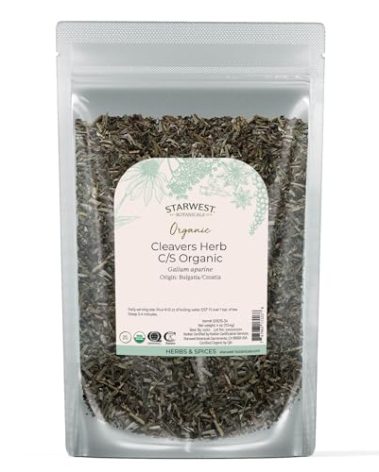 Starwest Botanicals Cleavers Herb Organic - Dried Loose Leaf Herb for Tea, Tinctures, & Herbal Blends, Natural Wellness Support for Women & Men, Cut & Sifted, Certified Kosher, Non-GMO - 4 oz Pouch
