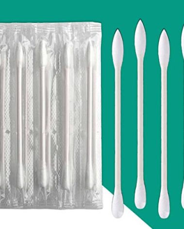 200 Pack Cotton Swab Individually Wrapped, Individually Wrapped Double Tipped Cotton Swabs Paper Sticks Cotton Buds(White, Round/Pointed End)