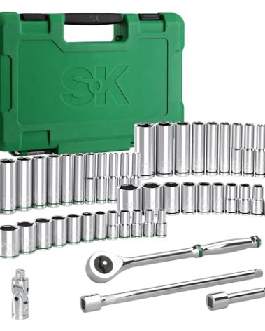 SK 1/4" Drive Socket Set with 216-P Quick-Release Ratchet, 50-Piece, SAE & Metric, SuperKrome Finish, Premium CR-V Construction, with Storage Suitcase