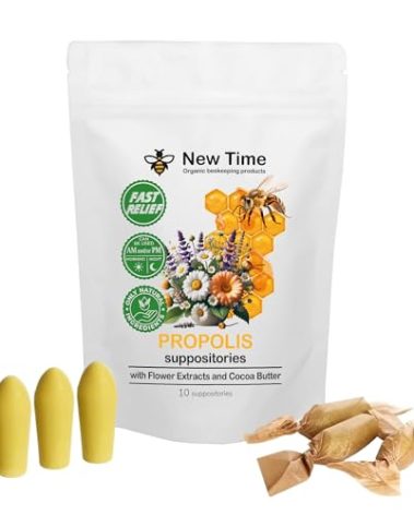Organic Propolis Suppositories for Men, Women - Natural Hemorrhoid Relief, Support for Burning, Itching, Soothing, and Healing Comfort, 10 Count