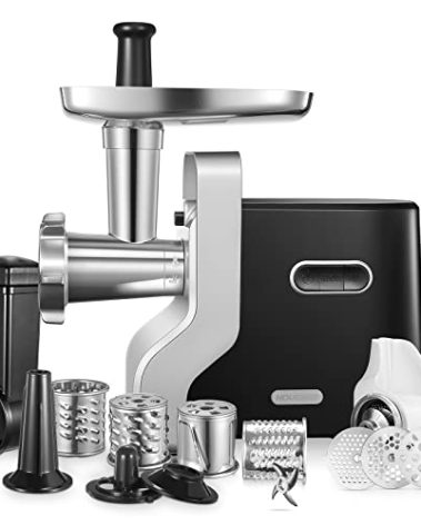 Meat Grinder Heavy Duty, 3000W Max Ultra Powerful, 5 in 1 HOUSNAT Multifunction Electric Meat Grinder, Sausage Stuffer, Slicer/Shredder/Grater, Kubbe & Tomato Juicing Kits, Home Kitchen Use