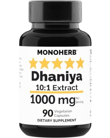 MONOHERB Dhaniya Coriander Seeds Extract 1000 mg - 90 Vegetarian Capsules