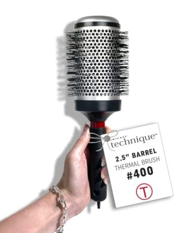 Cricket Technique Thermal Hair Brush #400 2.5” for Curling, and Styling – Heat-Retaining Barrel with Anti-Static Tourmaline Bristles, Round Thermal Brush, Ideal for All Hair Types