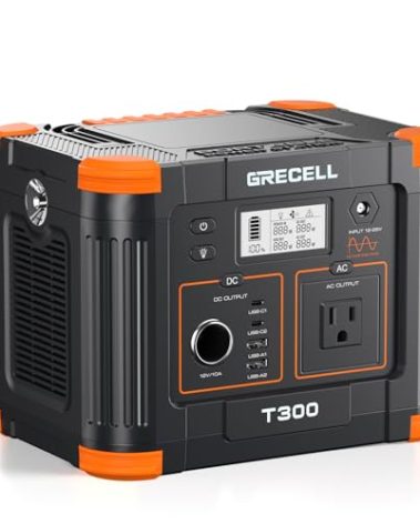 GRECELL 300W Portable Power Station 230.88Wh Solar Generator with USBC PD 60W, 110V Outlet Perfect for Camping, Outdoor Trips, Home Backup & Travel