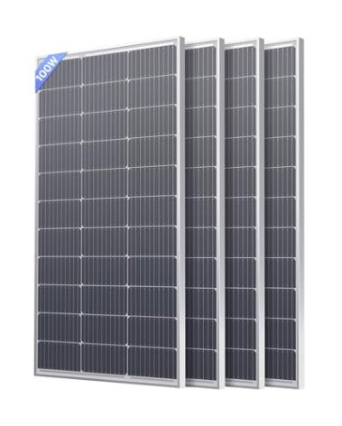 Callsun 400W Solar Panel, 4 Pcs 12V 100 Watt Solar Panel, Over-Power Design, High Efficiency Monocrystalline PV Modules,Ideal for RV, Trailer, Marine, Rooftop, Home, Farm, Off-Grid System (4PCS 100W)