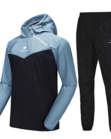 HOTSUIT Sauna Suit for Men Sweat Sauna Jacket Pant Gym Workout Sweat Suits, Blue, 3XL
