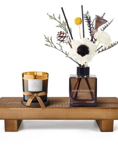 Wooden Soap Tray Organizer – Solid Wood Bathroom Countertop Stand with Smooth Finish & Anti‑Slip Feet, Compact Riser for Bar Soap, Bottle or Accessories