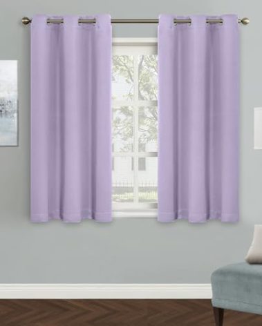 MYSKY HOME Light Purple Curtains for Girls Room Blackout Curtain for Bedroom Kitchen Windows, Grommet Top Room Darkening Curtains, Thermal Insulated Curtain, 1 Curtain Panel, 42 x 45 Inch, Lilac