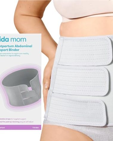 Frida Mom Belly Binder, Postpartum Essentials for Natural and C-Section Recovery, Adjustable Compression Wrap, After Birth Brace, Abdominal Band, 9" High