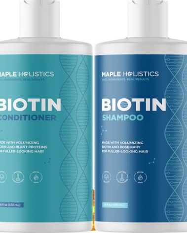 Rosemary Biotin Shampoo and Conditioner Set - Volumizing Shampoo and Conditioner for Thinning Hair for Women & Men with Nourishing B Vitamins - Color Safe Sulfate Paraben & Silicone Free (16 Fl Oz)