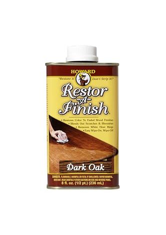 HOWARD - Restor-A-Finish: Restore Your Dark Oak Wood Finishes Repair Scratches, Eliminate Stains, White Heat or Water Rings and More. Safe on Furniture, Trim, and All Finished Wood. Size: 8 Fl oz