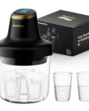 Resiners Resin Bubble Remover Airless Pro, 3 Min Remove 99.99% Bubbles, 99kPa Vacuum Chamber (20L/min), 3.2L Big Capacity for All Epoxy,UV Resin,Silicone,Art Crafts,Jewelry Making (Patented)