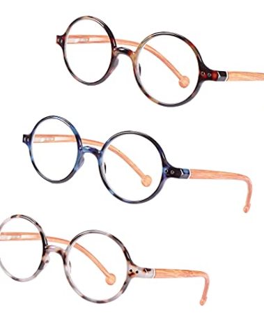 TISHUI Blue Light Blocking Reading Glasses for Women Men +1.75 Round Readers Unisex Circular Cheaters Lightweight Blue Ray Glasses