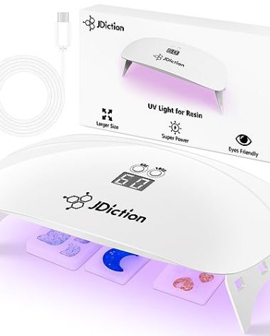 JDiction UV Light for Resin, Super Large UV Resin Light with LED Display Screen, Higher Power Lightweight Portable UV Lamp for UV Resin, Jewelry Making, Craft and Decoration