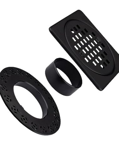 4 Inch Drain Grate Kit Compatible with Schluter Kerdi-Drain Flange Square Shower Floor Drain Matte Black