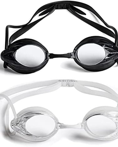 The Friendly Swede Swim Goggles for Women & Men - Anti Fog Swimming Goggles with Extra Nose Pieces & Protective Case; Pool Goggles Swimming Adults & Youth; Swim Goggles for Men; Black + Clear (2-Pack)