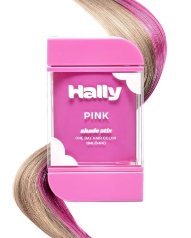 Hally Hair Temporary Hair Color, Shade Stix (Pink) - Halloween Hair Makeup Accessories for Kids, Teens & Adults - 12 ml Washable Hair Chalk & Dye for Festivals, Sporting Events & Parties