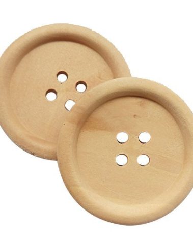Chenkou Craft 30pcs 40mm 1 1/2" Round Natural Wood Buttons 4 Holes Craft Sewing Button (40mm)