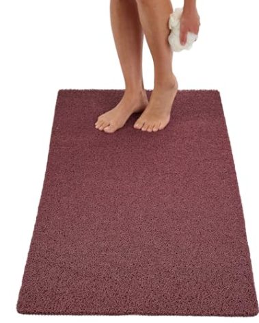 Soft Shower Mat Non Slip - PVC Loofah Inside or Outside Showers, Bathtubs, Bathrooms, and Wet Areas - Safe for Textured Tiled and Smooth Floor - No Suction Cups Secure Anti Slip (Brown 24 x 47)
