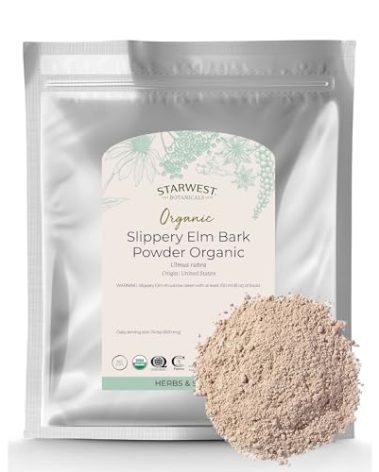 Starwest Botanicals Organic Slippery Elm Bark Powder for Women & Men - Traditional Herb for Tea & Wellness, Enjoy with Milk & Sweetener, Certified Kosher, Non-GMO - Bulk 1 lb Bag