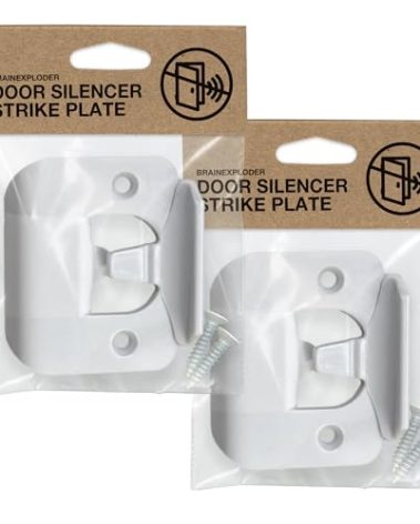 BrainExploder Door Silencer Strike Plate - Flexible, Noise Eliminating Fix for Loud Latches, Fits with No Modifications, Stops Slamming, Perfect for Nursery, Bedroom, Sleepers, Auditory Issues