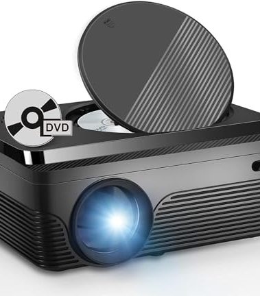 DVD Projector Portable Built in DVD Player HD 1080P Supported Movie Projector for Outdoor Use Compatible with HDMI, USB, AV, TF, VGA, TV Stick
