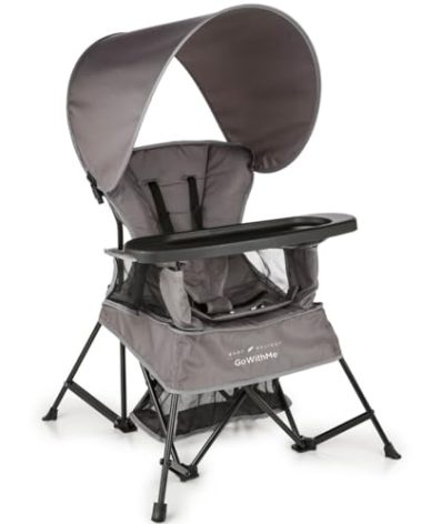 Baby Delight Go with Me Venture Portable Chair | Indoor and Outdoor | Sun Canopy | 3 Child Growth Stages | Grey
