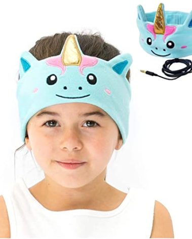 CozyPhones Kids Headphones, Headband Earphones for Children, Baby, & Toddlers 1-3. Stretchy & Comfy for Home, Plane & Car Travel Accessories - Mystic Unicorn